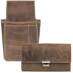 Greenburry Profi Kellnerset Kellnergeldbörse Kellnerbörse Kellnergeldbeutel mit Holster Kellnertasche braun