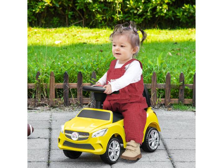 HOMCOM Voiture Enfant à Chevaucher avec Volant et Musique Jaune