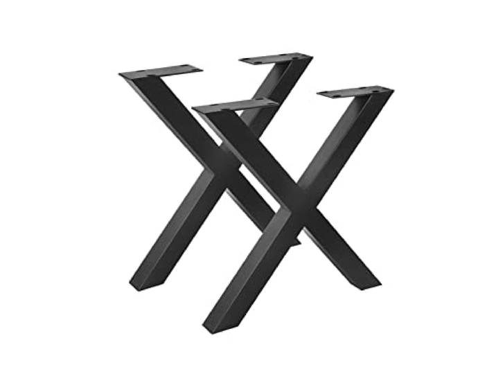 SAM Tischgestell in X-Form 2er Set, Roheisen lackiert, schwarz, 70x10x74 cm X-Gestell aus Metall für Holztische, Gestell für DIY-Projekte
