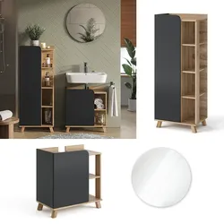 Vicco Badmöbel-Set Karen Sonoma Anthrazit 3 Teile