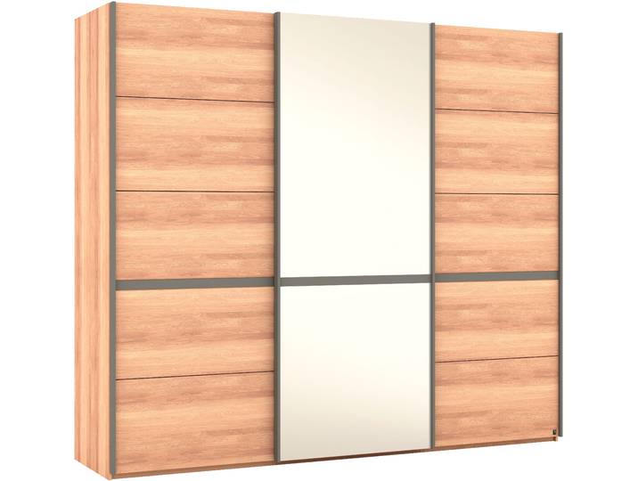 Schwebetürenschrank MUSTERRING Sorrent, Kleiderschrank, Schrank, Schiebetüren , braun, B:250cm H:217cm, Schränke, Schwebetürenschrank, Türen in Eiche massiv mit Kassetten-Optik, verschiedene Masse verfügbar