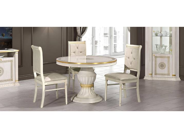 JVmoebel Esszimmer-Set Rundes Holzgruppe Esszimmerstuhl und Tisch in Weiß von JVmoebel, (Esszimmer-Set, Küchen-Set), Made in Europa