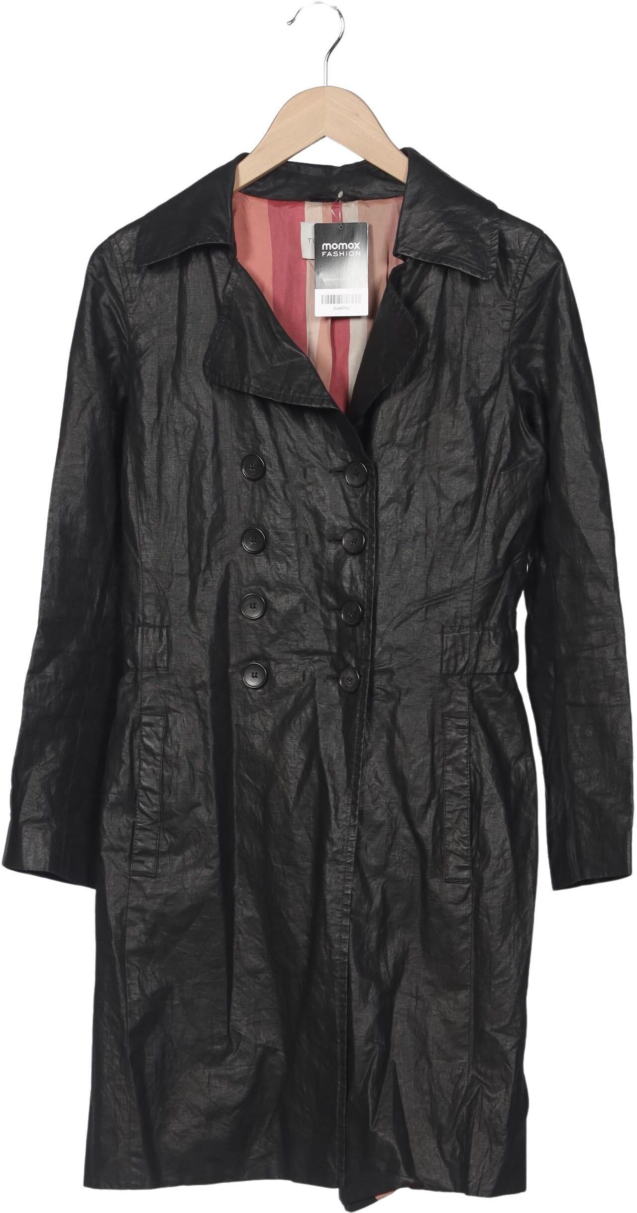 Turnover Damen Mantel, Schwarz, Gr. EU 36, Leinen / Synthetik / Viskose - Second Hand