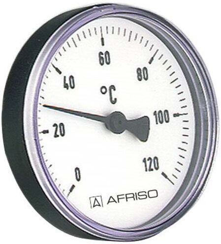 Afriso Bimetall Thermometer 0-120 Grad 63708 Gehäuse 80mm, 40mm Schaft, 1/2" Anschluss