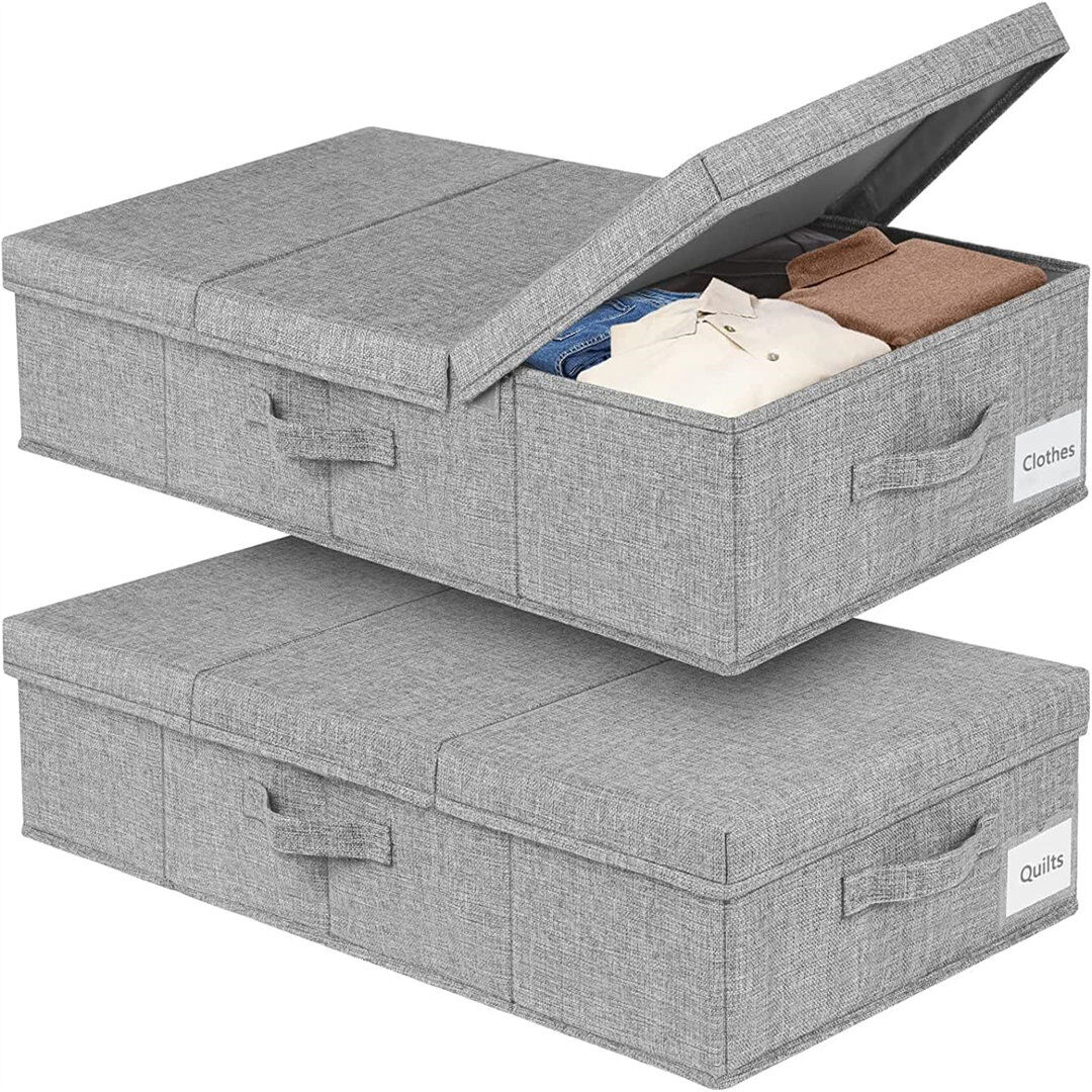 Ebern Designs Fabric Underbed Storage Grey 48L
