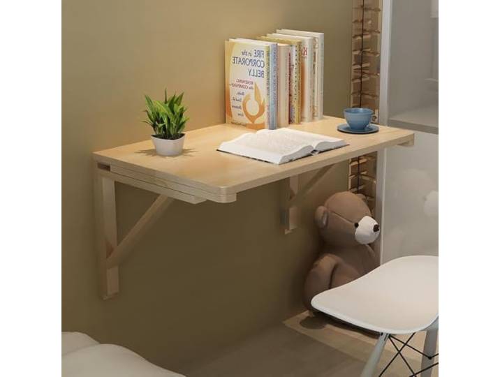 Wandklapptisch, schwebend, 80 cm Massivholz, schmutzabweisend, dreieckige Halterung, einfache Installation, platzsparend, ideal für die Küche (100 x 40 cm