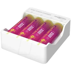 Ansmann Pure Power Set 4× Mignon AA Akkus und Lademodul (1 Stk., AA), Akku Ladegerät
