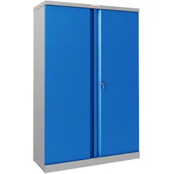Phoenix Safe Der Phoenix Aktenschrank SCL1491GBK  aus Stahl mit 2 Türen und 3 Regalen, grauer Korpus und blaue Türen mit Schlüsselschloss