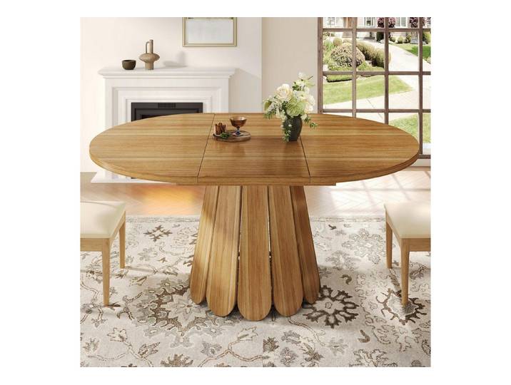 LuxusKollektion Esstisch Esstisch ausziehbar rund oval 118 158 cm 6 Braun +Kein Speicherplatz (1-St)