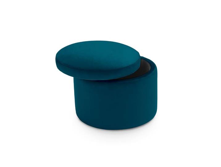 Pouf conteneur rond fabriqué en Italie en velours pétrole 60x49 cm