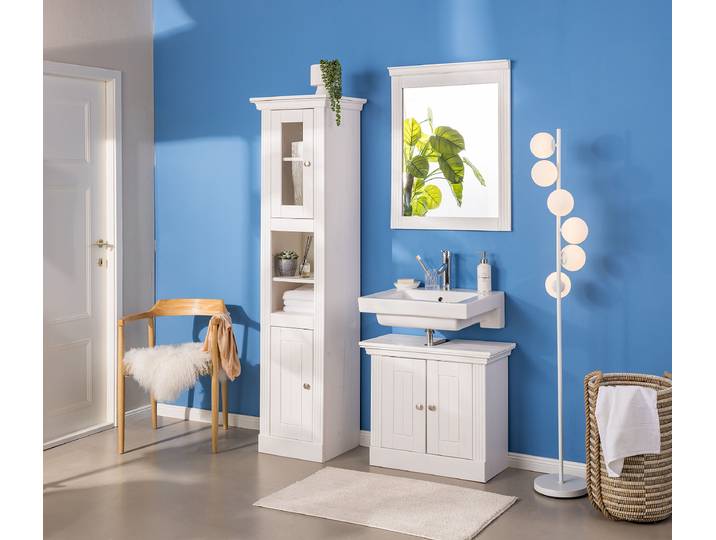 Miroir massif 78 cm 73 x 78 x 7cm Blanc/Epicéa blanc Pin massif lasuré 73 x 78 x 7cm