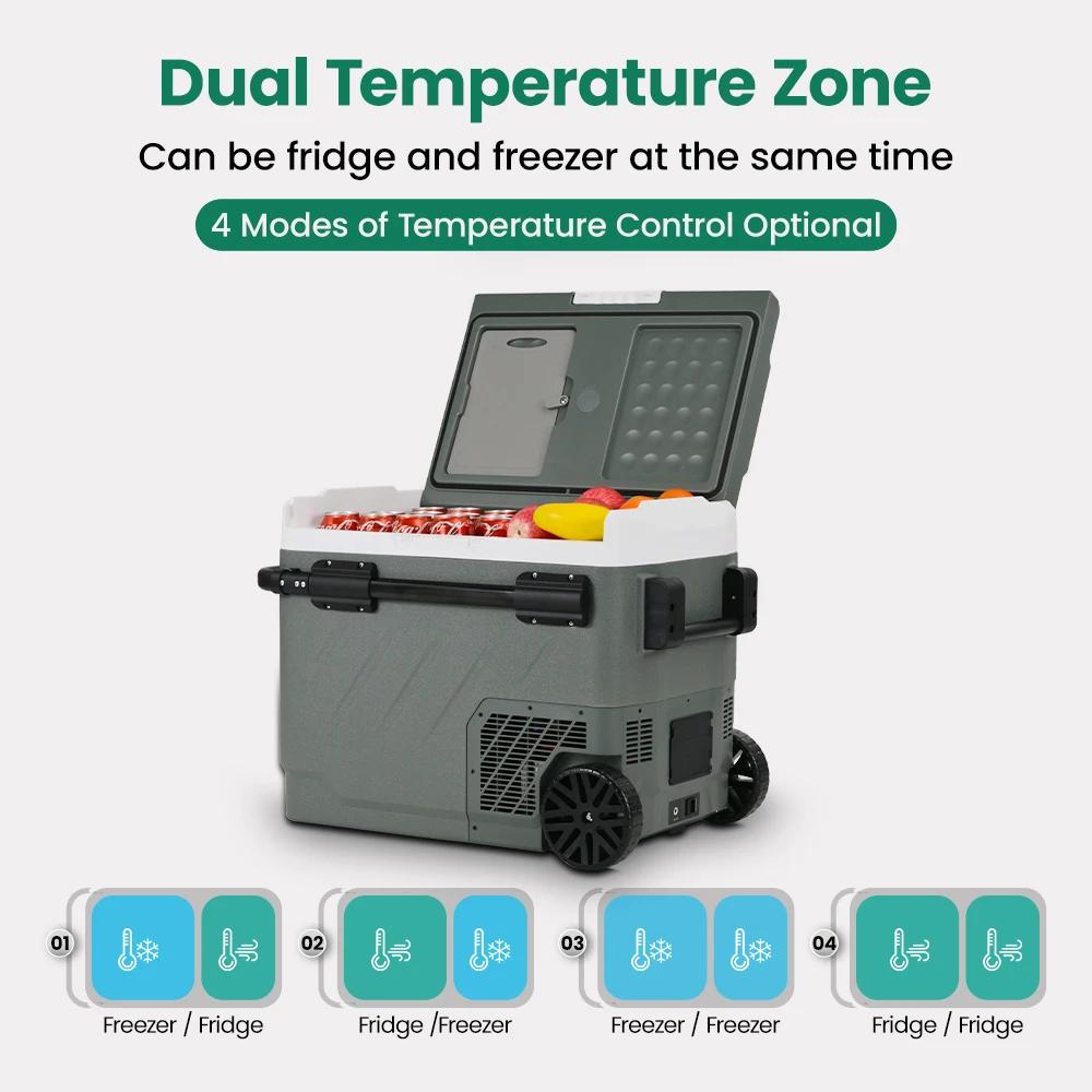 Auto Kühlbox EZGW - Kompressor Kühlgefrierbox 50 L - Betrieb 12 V DC & 100-240 V AC - Temperaturbereich -20°C bis 20°C - Für Camping und Reisen
