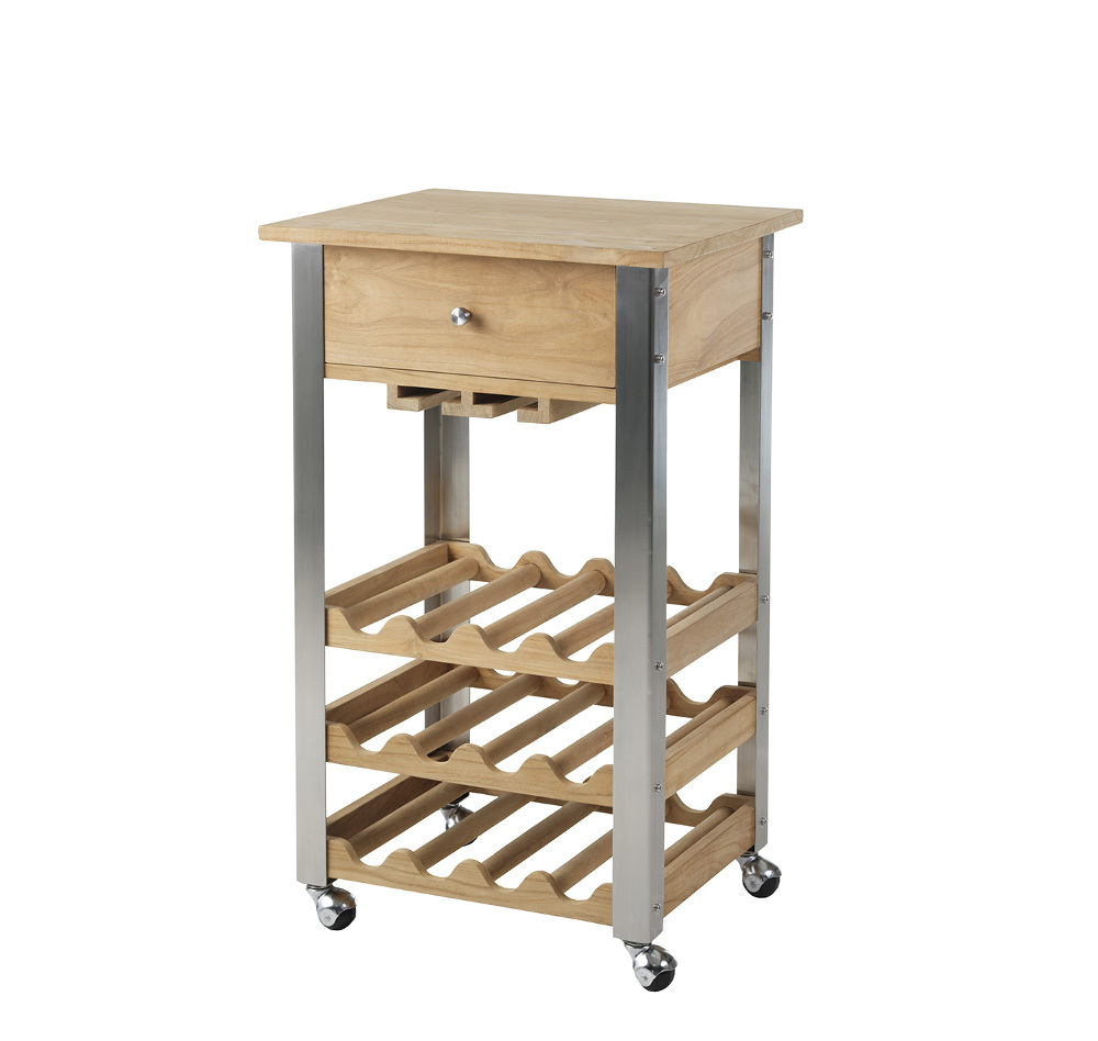 Diamond Garden Merlot Weintrolley Edelstahl/ Teak 54x45 cm