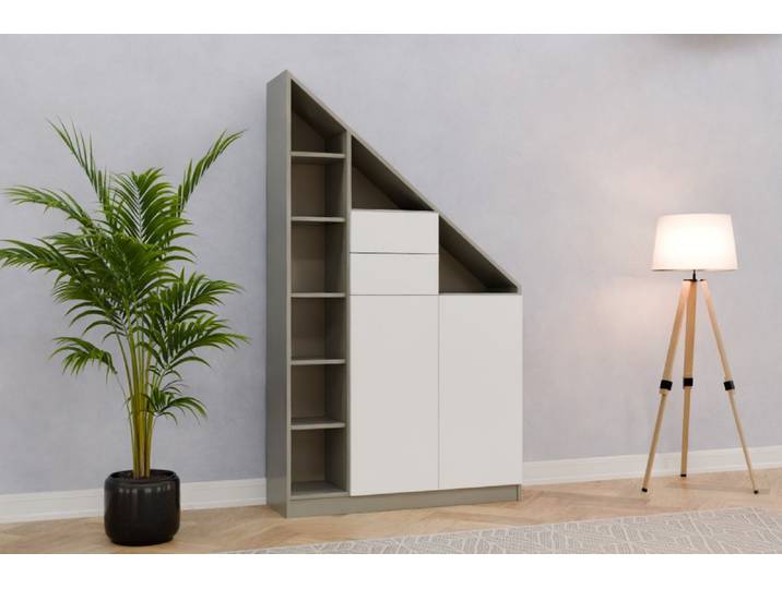 Badezimmerschrank nach Maß - RAL 9010 Reinweiß - 198x116x37cm - Individuell konfigurieren