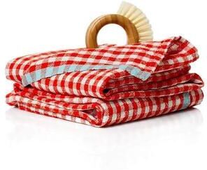 Couleur Nature Caravan Gingham Towels - Set of 2 - Orange/Aqua