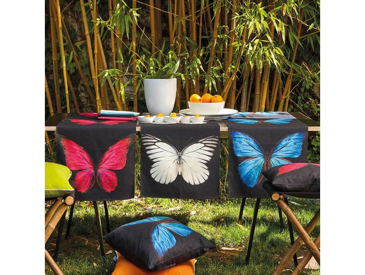 Housse de coussin Schmetterling Rose foncé/Noir/Noir/Rouge 46 x 46cm Coton