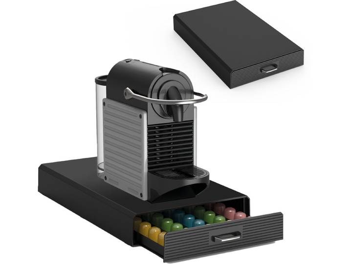 BRASQ Capsulehouder voor Nespresso Capsules - Opbergbox met Lade - 50 Cups - Koffiecups houder Zwart
