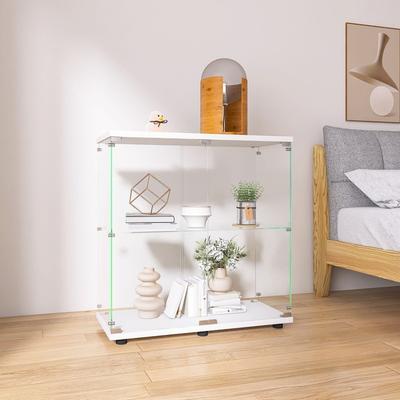 Direct Wicker Two-door Glass Display Cabinet 2 Shelves with Door