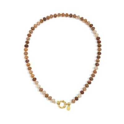 Kette ohne Anhänger ADELIA´S "Perlenkette mit Hämatitperlen aus Edelstahl, 40 cm", braun (champagnerfarben), Halsketten, Damen, 40cm, Trendiger Modeschmuck mit Hämatitperlen und 40 cm Länge