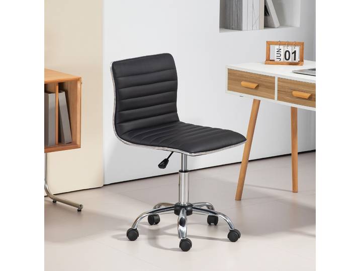 HOMCOM Chaise Bureau Pivotante Hauteur Réglable Noir
