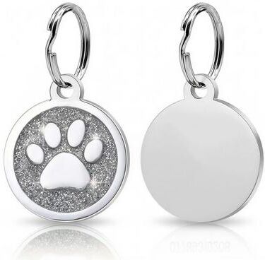 Uplifted Finds Sparkle Guard Personalized Glitter Pet ID Tag silver Tag 1 Pc b