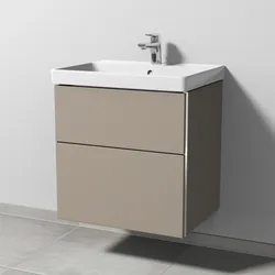 Sanipa Waschtischunterschrank „3way“ passend zu Keramik-Waschtische Avento von Villeroy & Boch 580 × 580 × 452 mm in Sandgrau (matt)