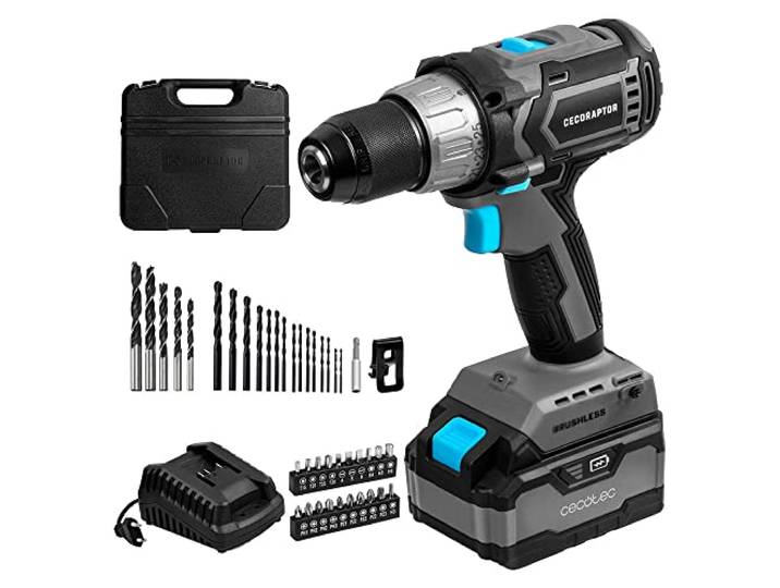 Cecotec Perceuse et Tournevis à Batterie CecoRaptor Perfect Drill 4020 Brushless Ultra. Batterie 20V et 4000 mAh\, Vitesse à Vide 2000 rpm\, Couple Maximum 46 Nm\, 25+1 Positions.