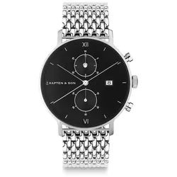 KAPTEN & SON  - CHRONO Silver black Woven Steel