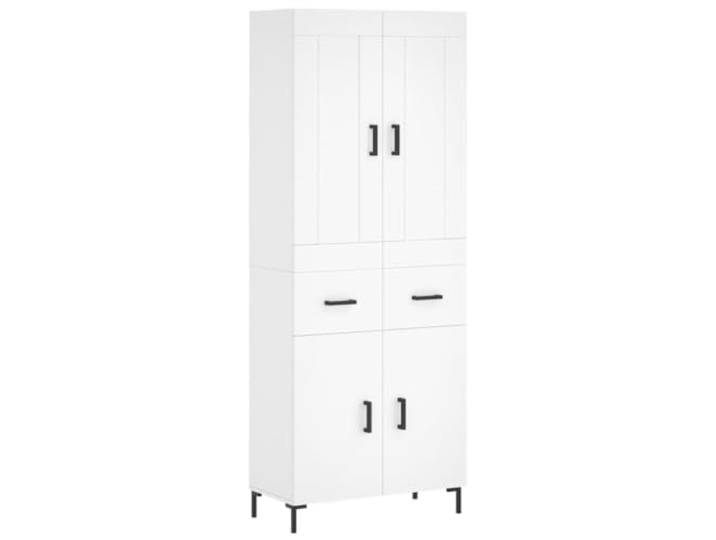 GHVBNMF Highboard Weiß 69,5x34x180 cm Schrank Holzwerkstoff Zweiteiliger Anrichteschrank mit Metallfüßen und schützenden Türen, ideal für Wohnzimmer und Flur.
