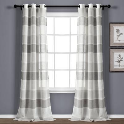 "The Gray Barn Done Roamin Textured Stripe Sheer Window Curtain Panel Pair - 84"" x 38"" - 84"" x 38"""
