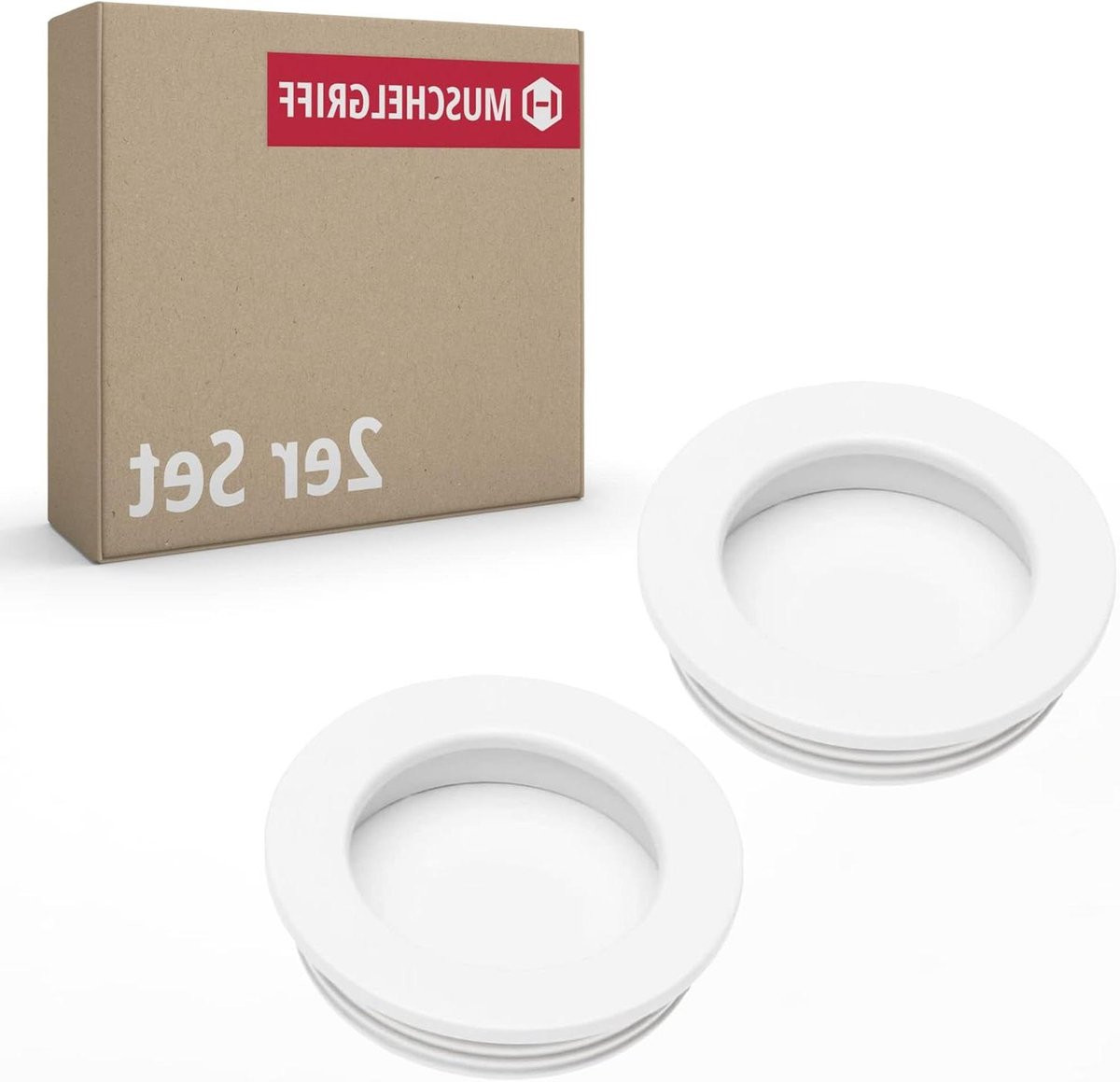 Metalen schelpgrepen voor meubels en kasten in mat wit, diameter: 405 mm