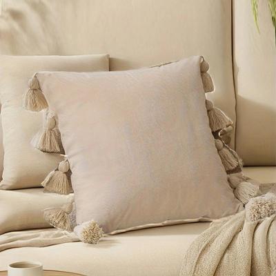 Perfect Picks Market Boho Tassel Throw Pillow Cover For Couch, Bedroom & Car Decor beige