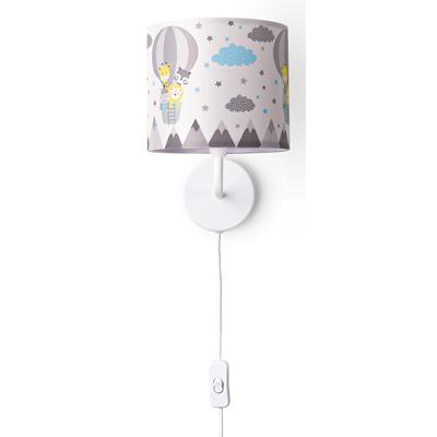 PACO HOME Wandleuchte "Cosmo 343", weiß, 1, Ø 18cm H: 26,5cm, Leuchten, Lampe Kinderzimmer Stecker Ø 18cm Heißluftballon Tiere Kabel 3m E14, Wandleuchte