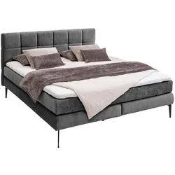 Boxspringbett Adel 160 x 200 cm Stoff Grau Dunkelgrau