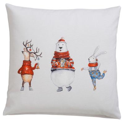 Kissenhüllen CASATEX "Funny animals, Weihnachtsdeko", bunt (weiß, bunt), B:40cm L:40cm, Baumwolle, Obermaterial: 100% Baumwolle, Kissenbezüge
