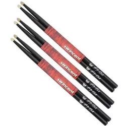Wincent Randy Black Drumsticks BK 3 Paar (Schlagzeug), Drumsticks + Schlägel, Schwarz