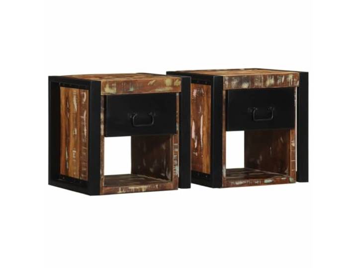 HEFZGDB Wandmontierte Nachttische 2 Stück Altholz Massivholz 40x35x40 cm Mehrfarbig mit Stauraum für Schlafzimmer Einrichtungsideen