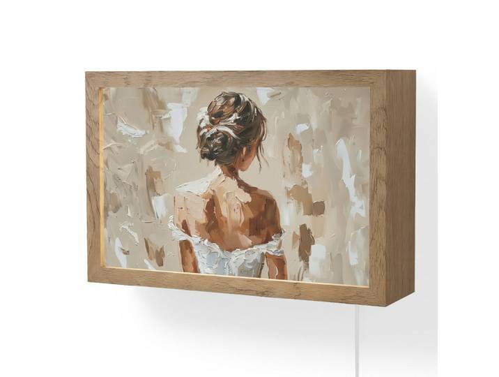 OnlyWow Wandleuchte - Frau - Farbe - Abstrakt - Beige - Modern - 30x20 cm, Hellbraun, Holzwerkstoff, Rechteckig, LED integriert, 30x20x8 cm, Lampen & Leuchten, Innenbeleuchtung, Wandlampe
