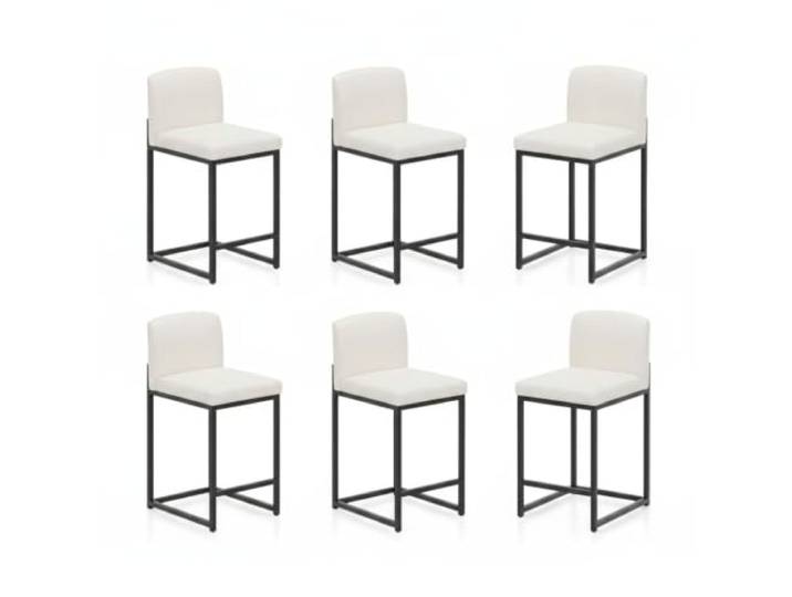 IDEALHOUSE Moderne Barhocker, Sitzhöhe 63 cm, PU-Kunstleder 6er Set Weiß Bar Stools mit Rückenlehne & Fußstütze, Stabiles Metallgestell Ergonomische Rückenlehne, Pflegeleicht, bis 300 lbs pro Hocker