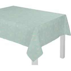 Tischdecke ADAM "Retro Floret" Gr. 5, blau (helltürkis), B:145cm L:250cm, Bio-Baumwolle, Tischdecken, Tischdecke, aus 100% Bio-Baumwolle
