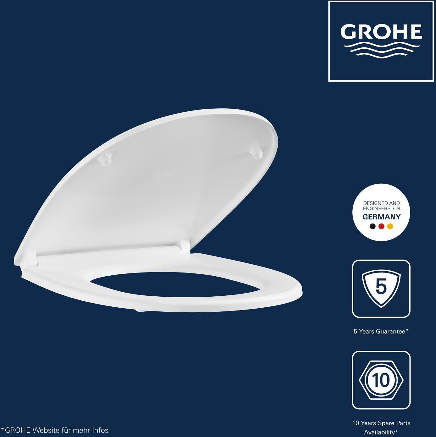 Grohe Bau Keramik WC-Sitz mit Deckel, Quick Release Funktion, Badkeramik, 112947SH00, alpinweiß - alpinweiß