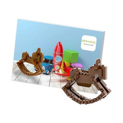 BRIXIES 220054 - Postkarte Schaukelpferd, 3D Konstruktionsbausatz aus Ministeinen, 70 Teile