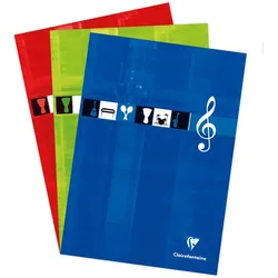 Clairefontaine 5x Notenblock A4, kopfseitig geheftet, 50 Blatt 90g - Sortiert 6157C