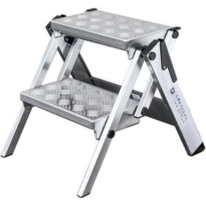 MUNK Klapptritt ML Kompakt-Tritt, 54202, aus Aluminium, einseitig begehbar, mit 2 Stufen
