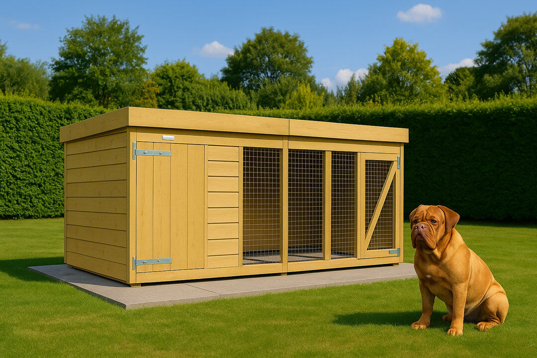 Archie & Oscar Dog Kennel and Run Green 127cm H x 417cm W x 185cm D