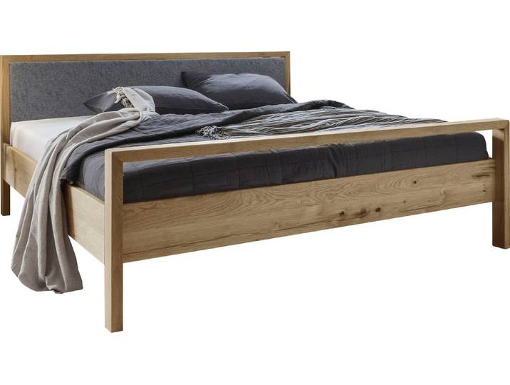 Home affaire Huven, hohe Belastbarkeit: 200kg je Seite in 4 Breiten, Einlasstiefe 16 oder 20cm, mit gepolstertem Kopfteil, aus massiver Eiche, Oberfläche geölt