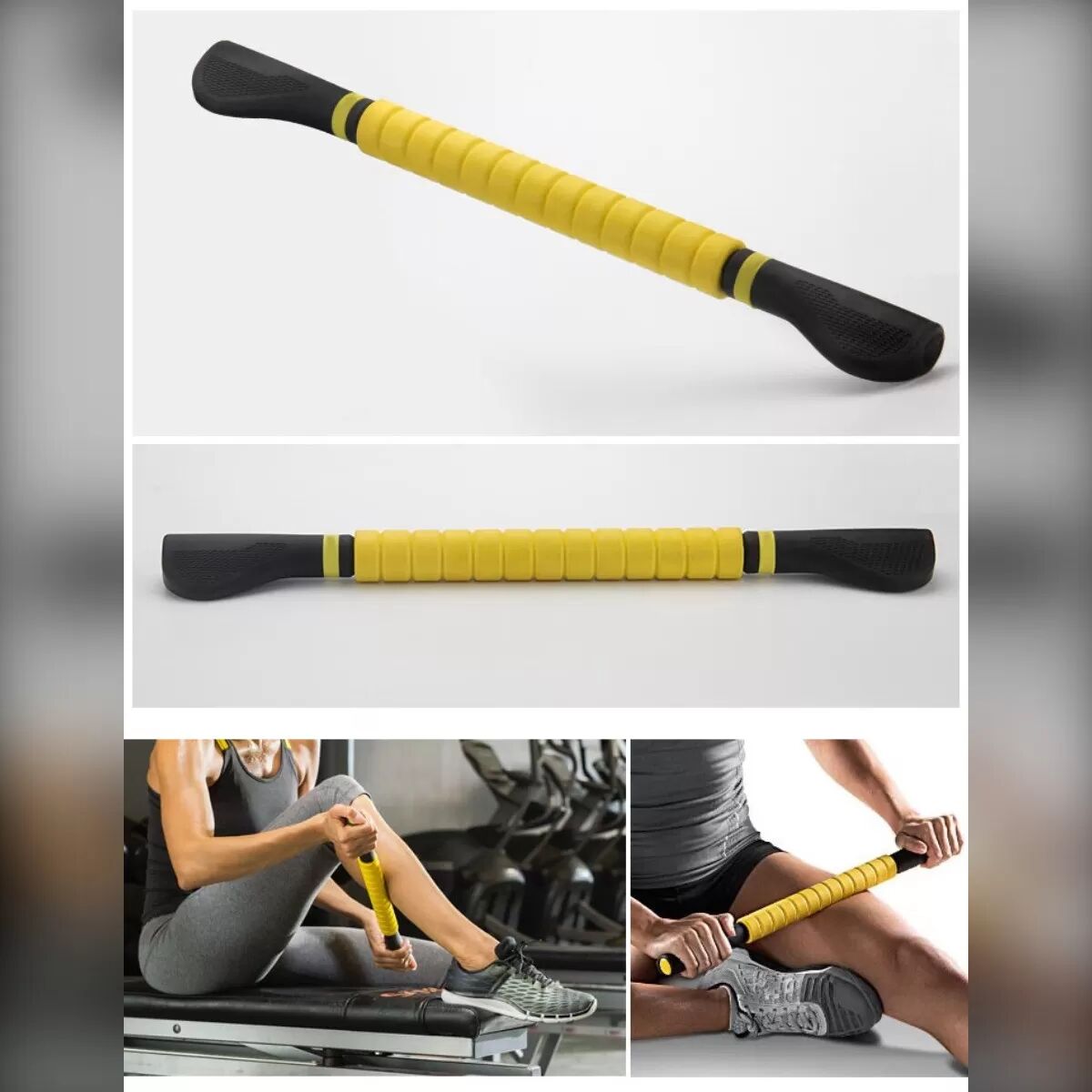 INF Muskel-Massage-Rollstab - TPR 49.5cm handlicher Recovery-Roller mit Gleitlagern und rutschfestem Griff für Rücken,