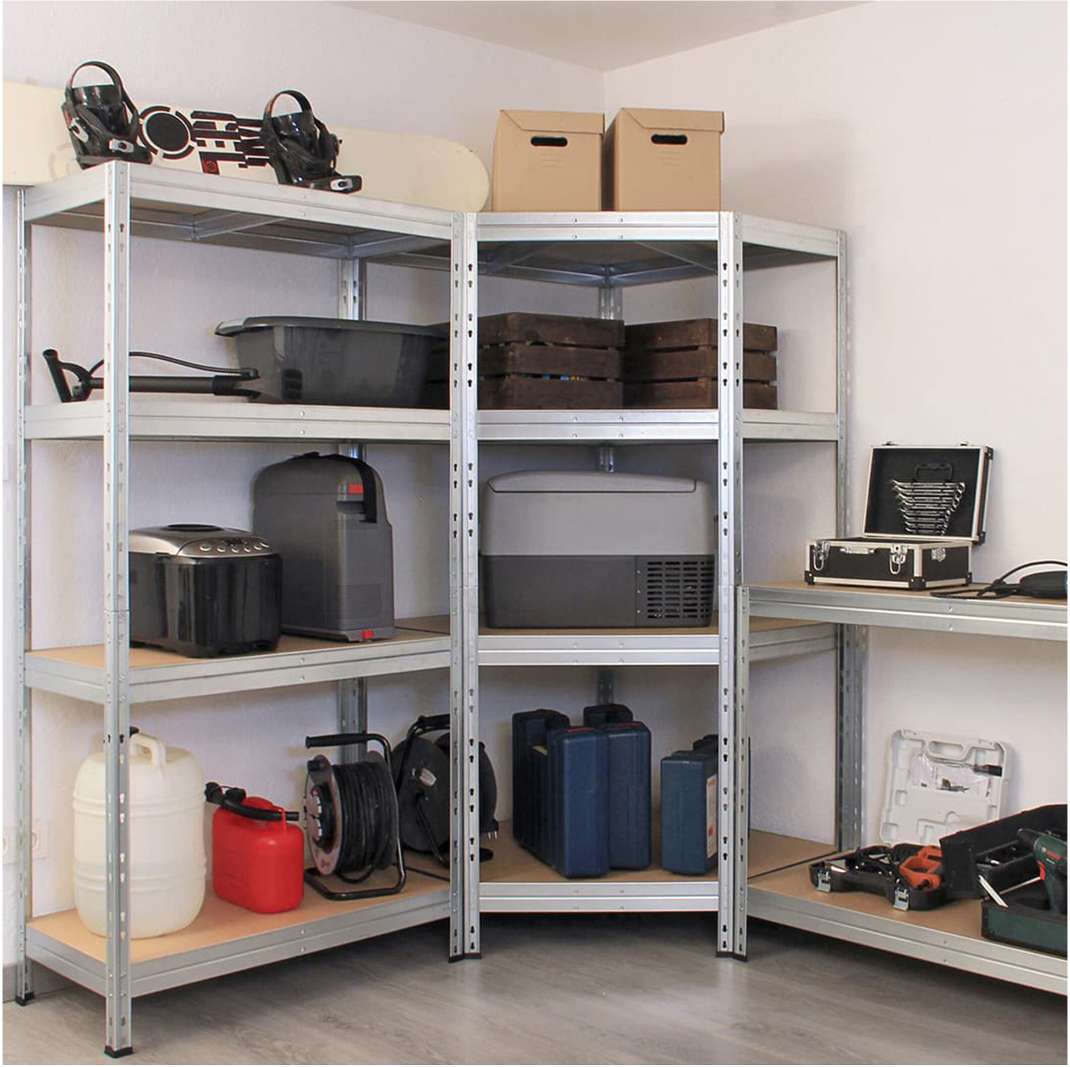 AR SHELVING Schwerlast Eckregal RIVET 180x90x45x64,5 cm