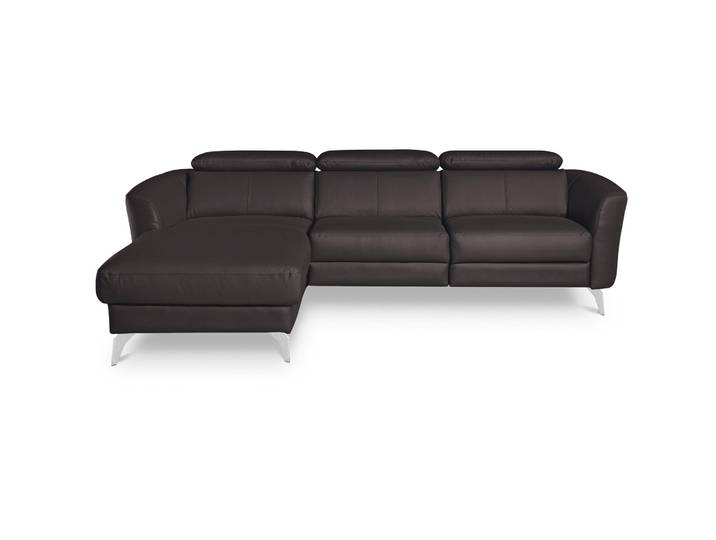Exklusives Ecksofa Simba Leder Dunkelbraun B 261 cm T 183 cm - Material: 100% Echtleder + Korpus Lederlook - Ecksofa