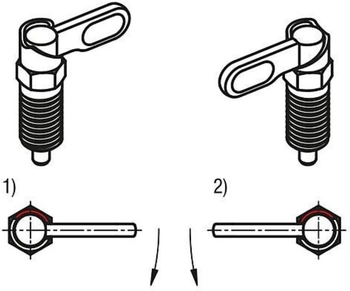 KIPP Sperrriegel M12 Ø6 rechts mit Gewindehülse Kappe (K1674.206061286)